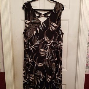 Tropical Print Sleeveless Jersey Knit Dress